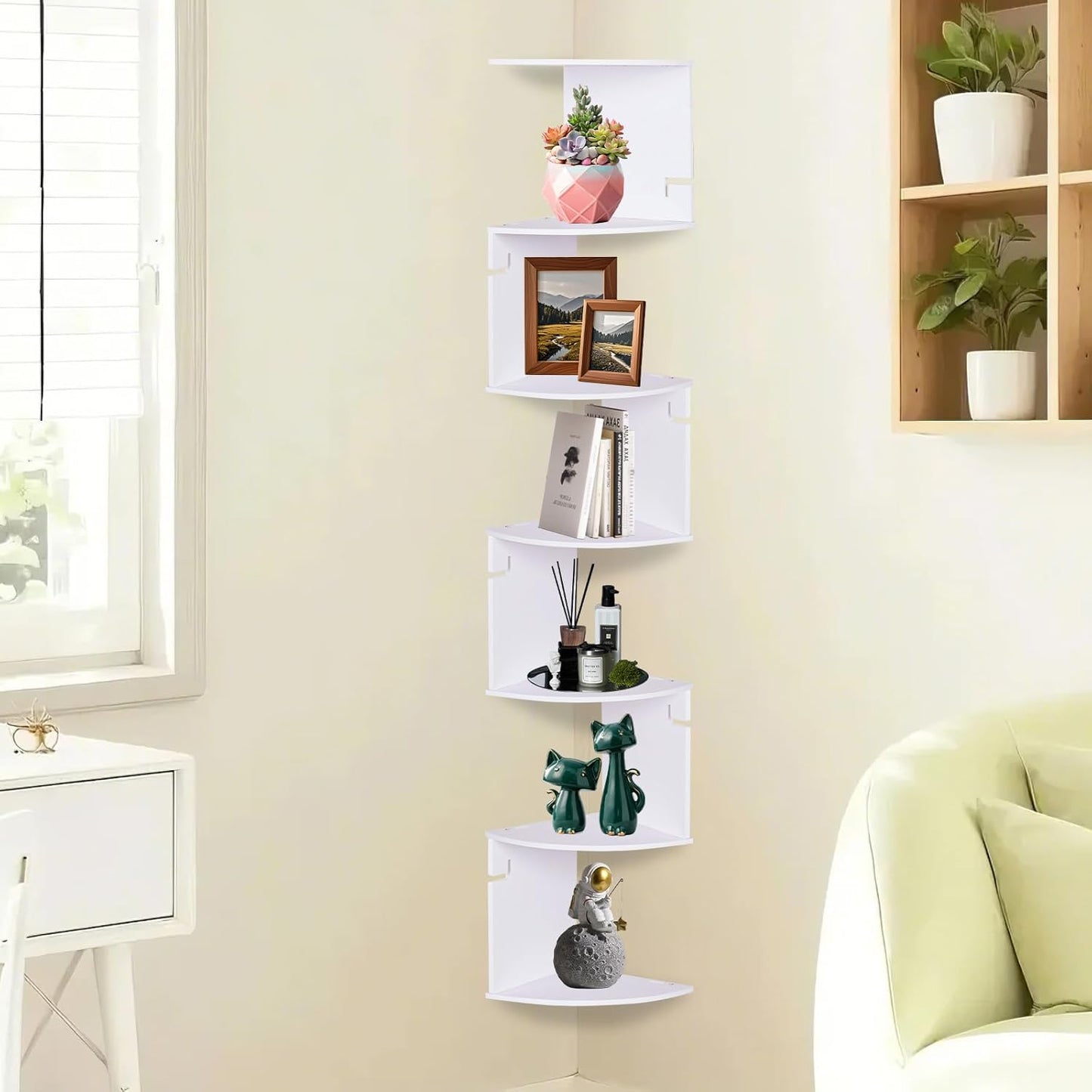 Modern Wall-Mounted Corner Shelf – 7 Tier