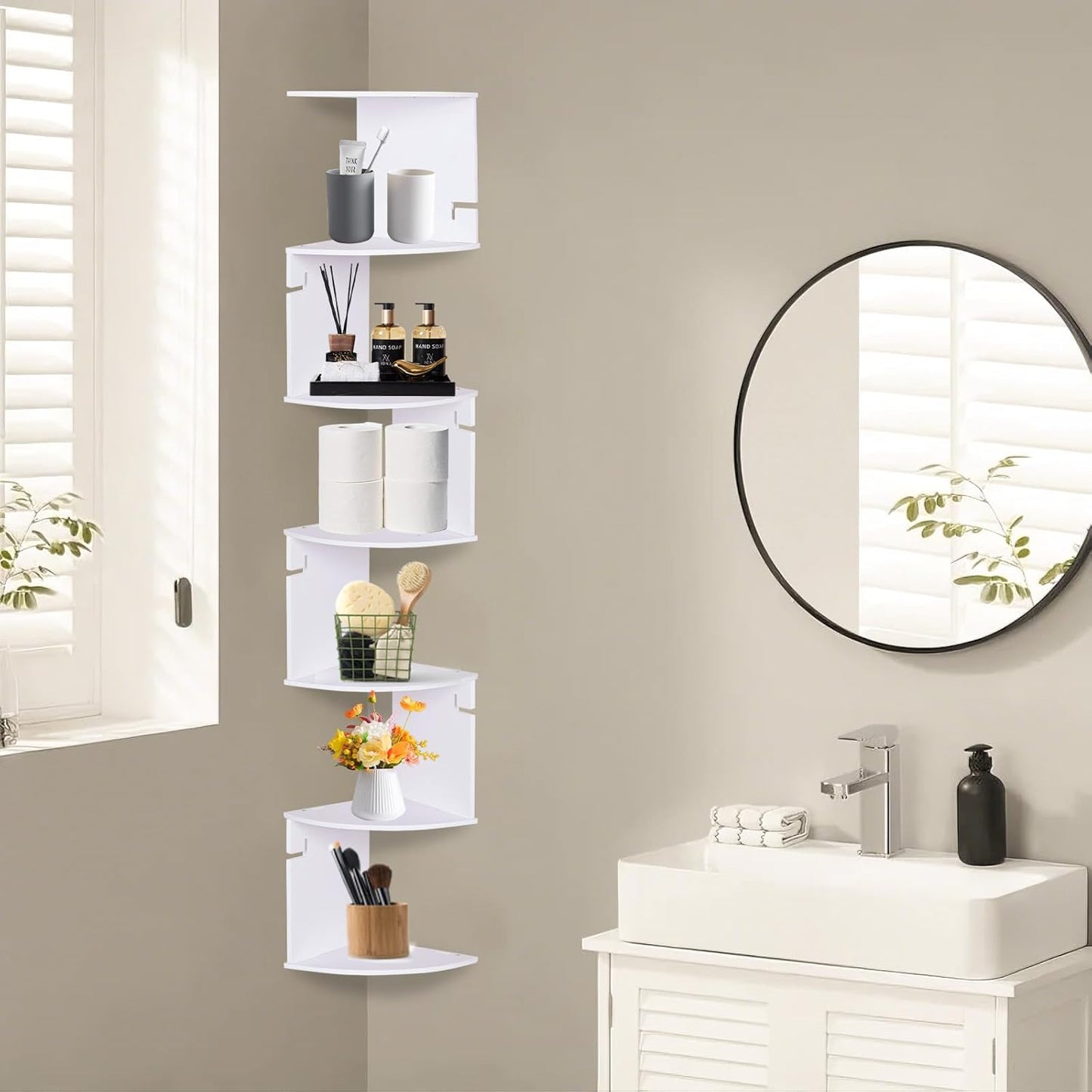 Modern Wall-Mounted Corner Shelf – 7 Tier