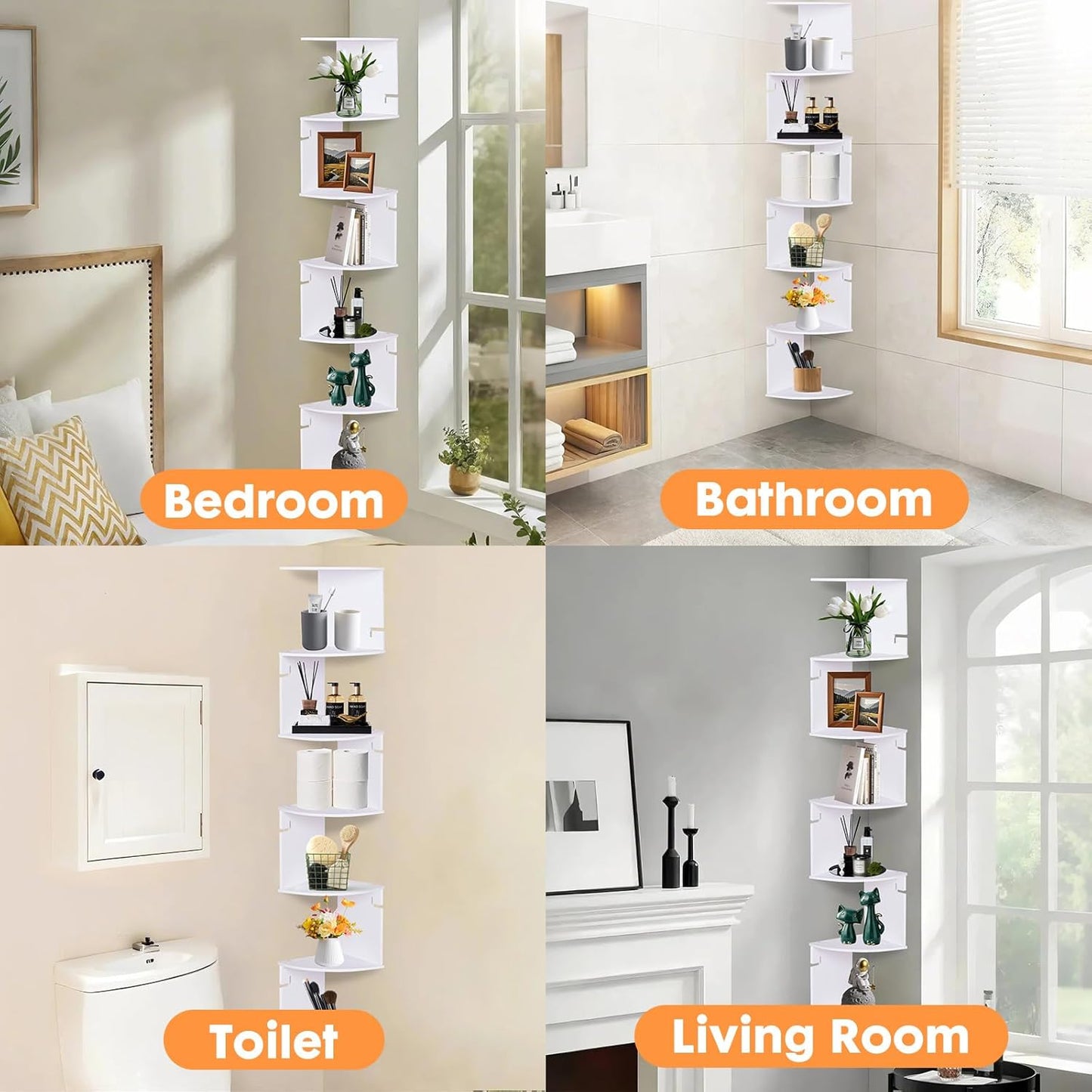 Modern Wall-Mounted Corner Shelf – 7 Tier
