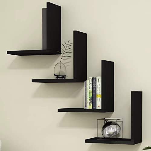 Minimalist L-Shaped Wall Shelves – Modern Floating Corner Racks (Set of 04 )