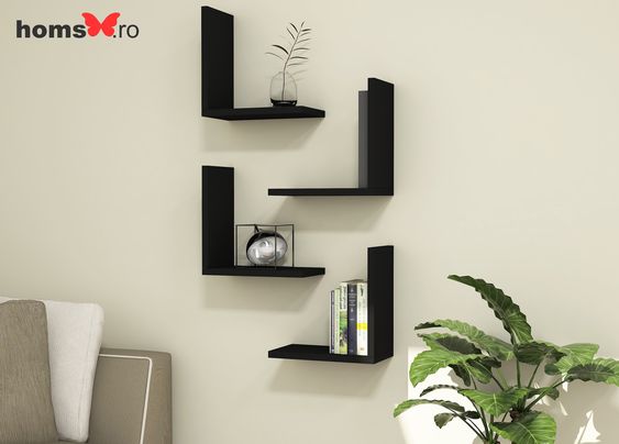 Minimalist L-Shaped Wall Shelves – Modern Floating Corner Racks (Set of 04 )