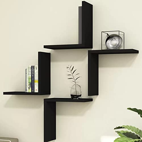 Minimalist L-Shaped Wall Shelves – Modern Floating Corner Racks (Set of 04 )