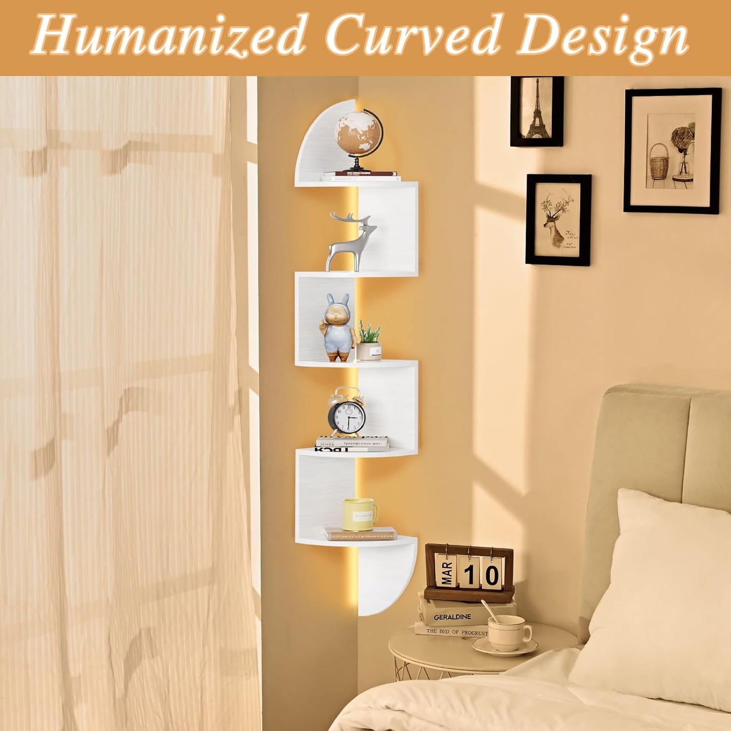 Modern Wall-Mounted Corner Shelf – 5 Tier