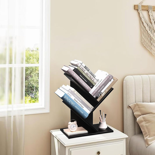 Sienna 3 Tier Bookshelf Handcrafted Wooden Organizer for Desk, Home & Office Decor