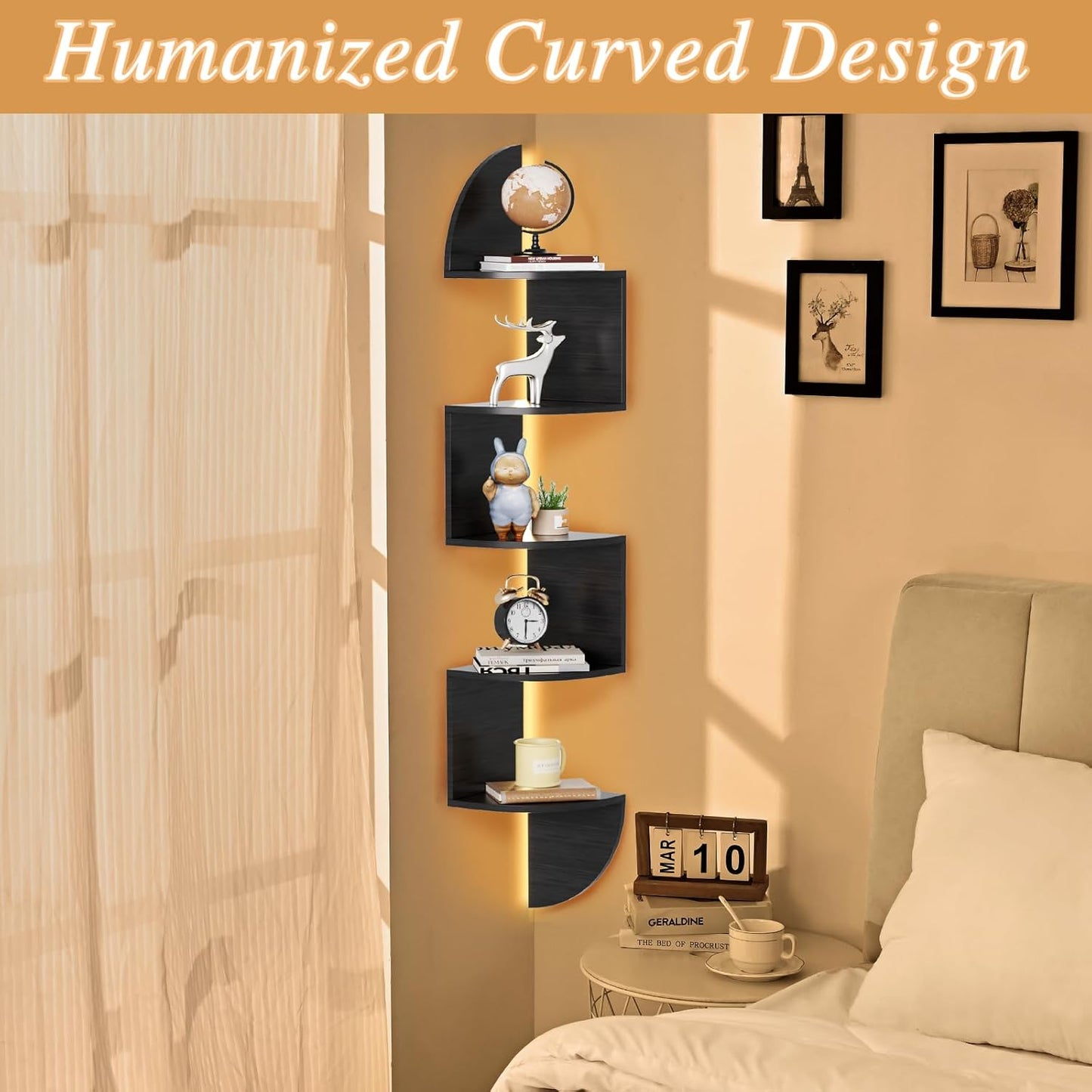 Modern Wall-Mounted Corner Shelf – 5 Tier