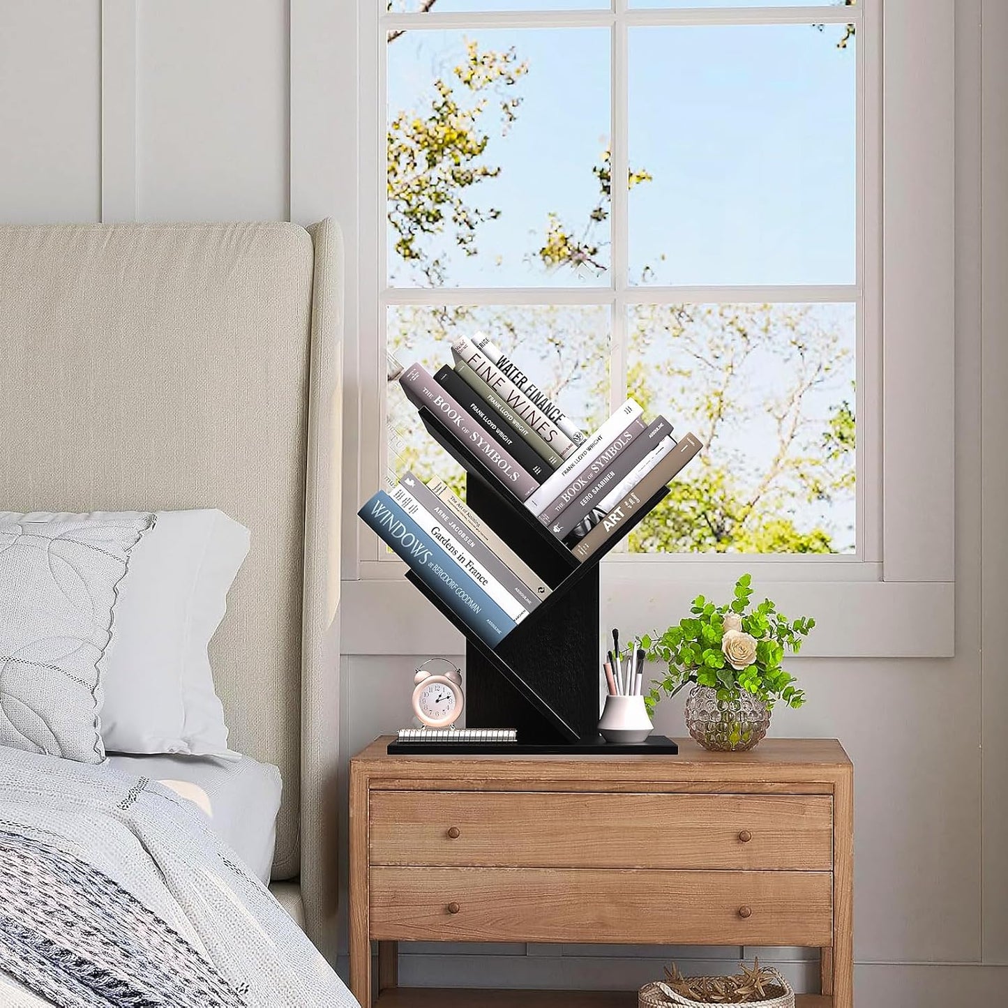 Sienna 3 Tier Bookshelf Handcrafted Wooden Organizer for Desk, Home & Office Decor